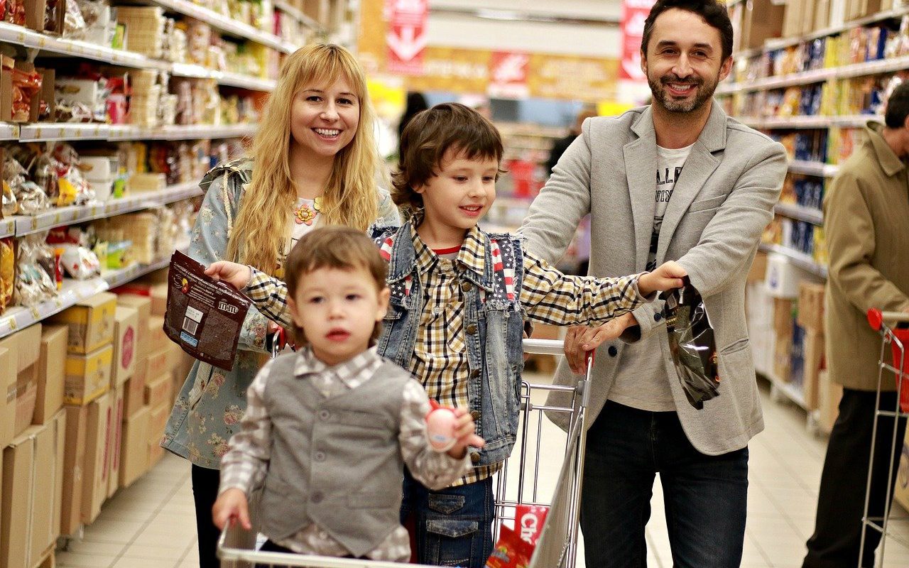 family, shopping center, purchase