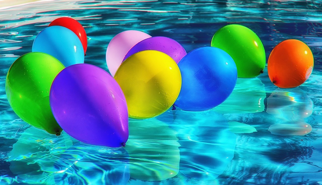 balloons, colorful, swimming pool